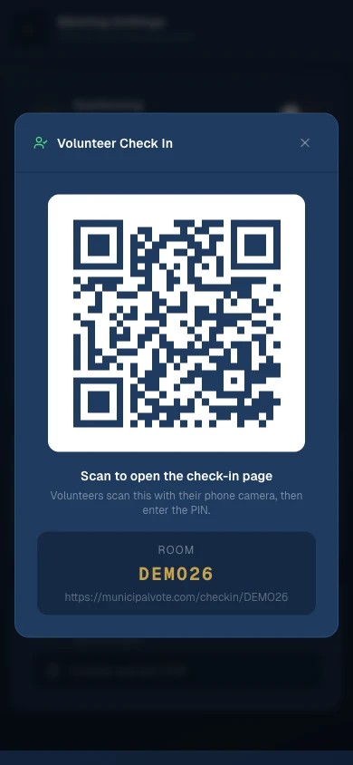 Volunteer check-in QR code